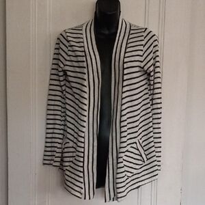 Elegant Striped Open-Front Cardigan